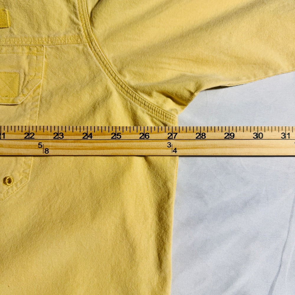 Red Head Mens Yellow Short Sleeve Button Up Shirt Utility Pockets XL Cotton - Picture 4 of 7